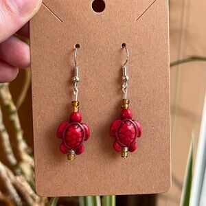 Red Turtle Earrings